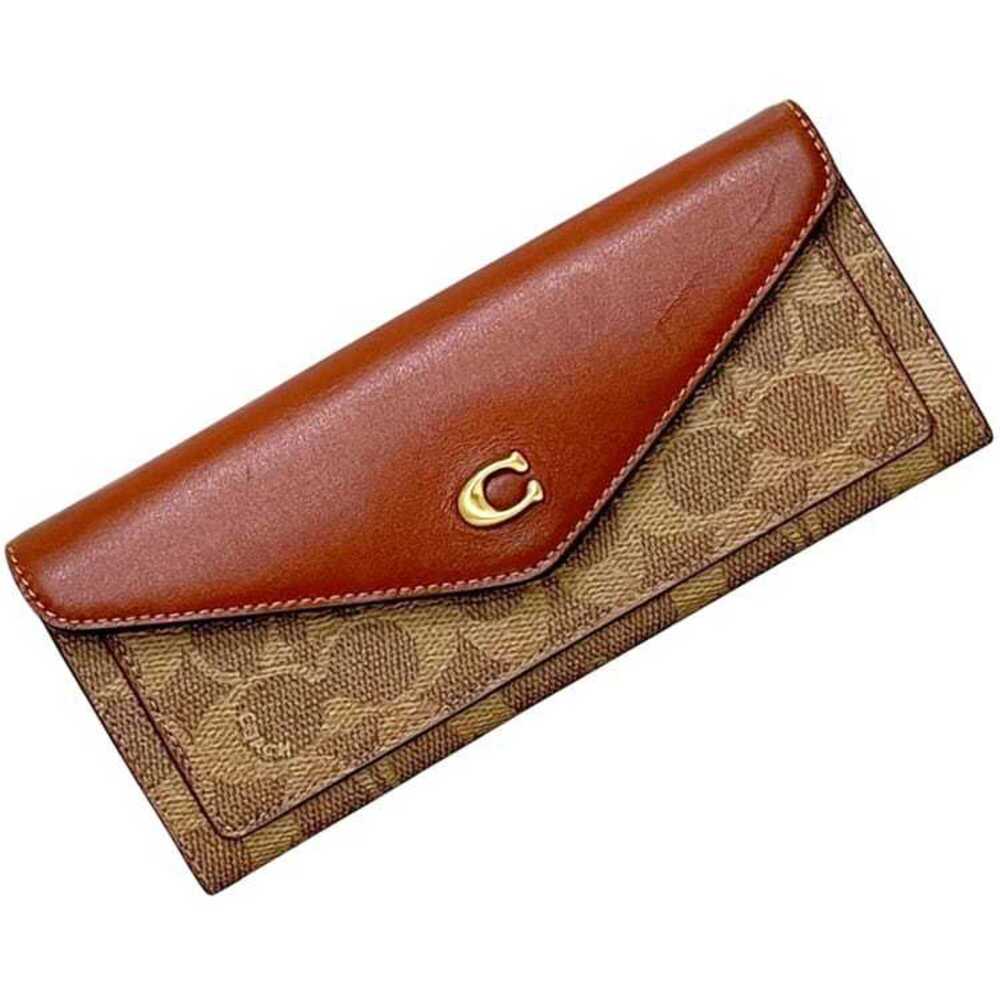 Coach Bi-fold Long Wallet, Win Signature C2327, COACH Grain Leather, Beige/Br...